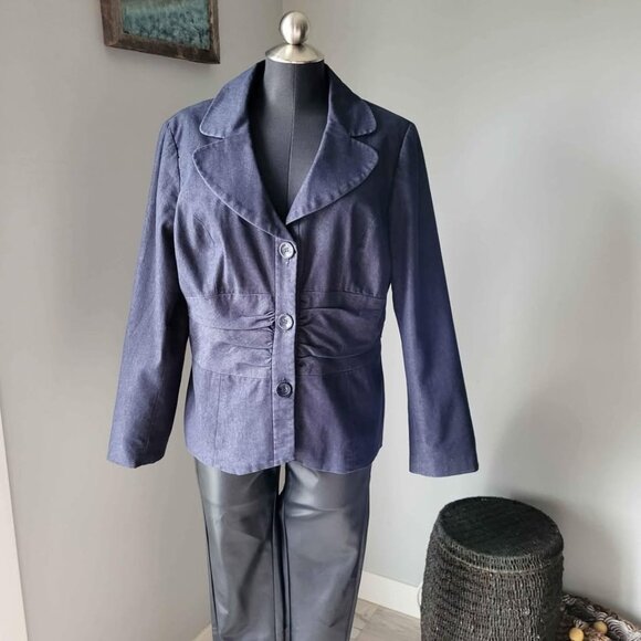 CLEO Denim Blazer Jacket Sz 14- 1X  Petite - Picture 10 of 10
